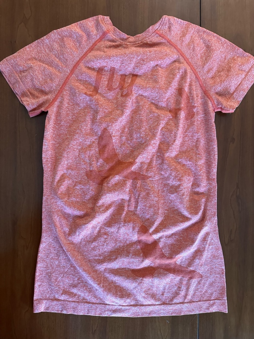 Oiselle Flyte Running Tee Orange Heather Bird Print Short Sleeve Athletic Top M - Picture 4 of 6